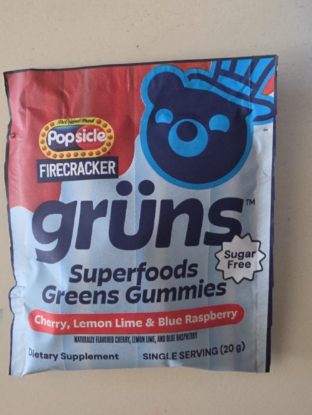 Grüns Superfoods Greens Gummies - Popsicle Firecracker Flavor 2 Bags - Picture 5 of 6